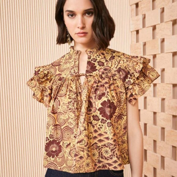Ulla Johnson Tops - ULLA JOHNSON Amber Letty 100% Cotton Flutter Sleeve Top 6 $275